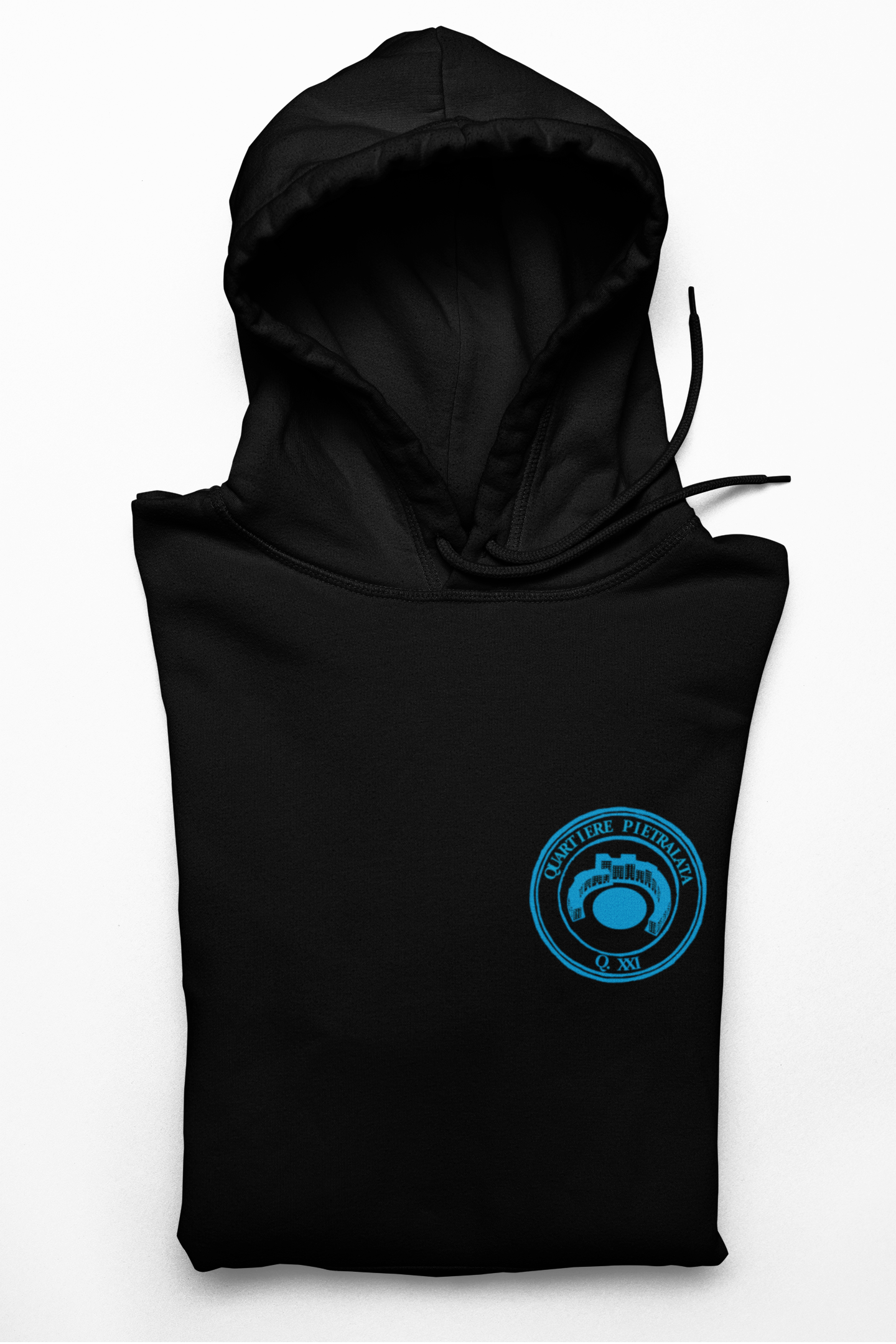 Felpa con cappuccio quartiere Pietralata (XXI) nera