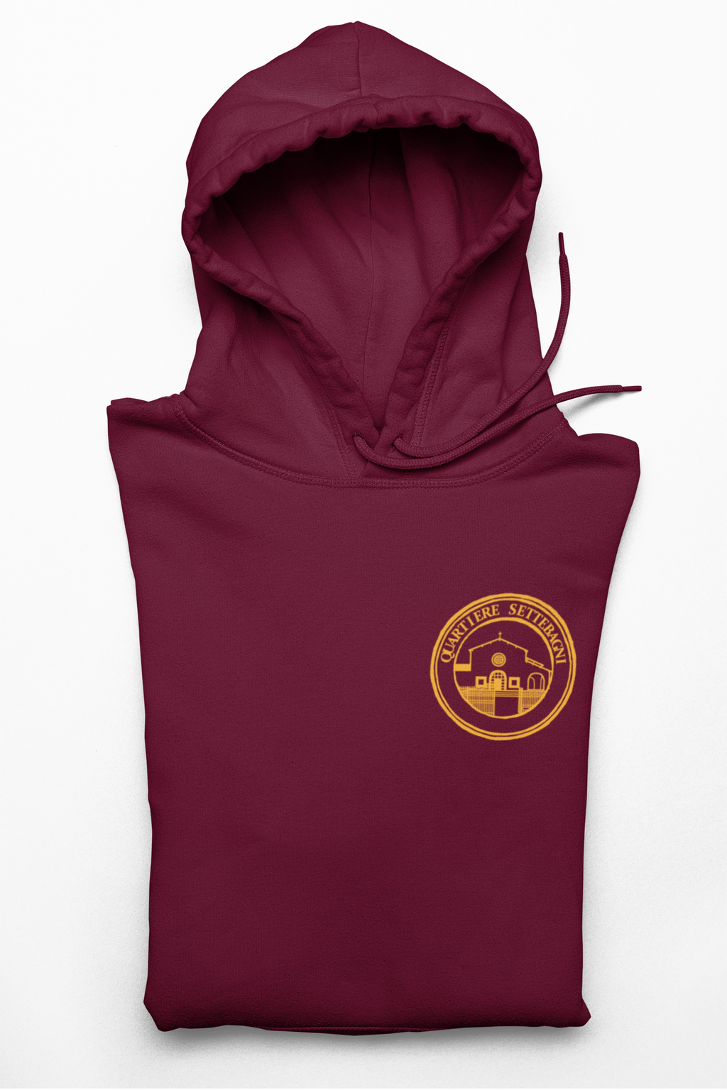 Felpa con cappuccio quartiere Settebagni rossa