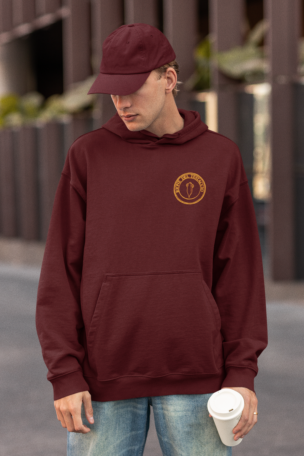 Felpa con cappuccio Rione Testaccio (XX) rossa